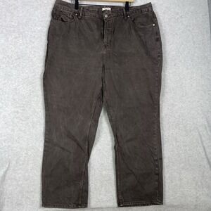 Good American Womens Good 90s Duster Jeans Size 18 Coffee Brown Essential Casual